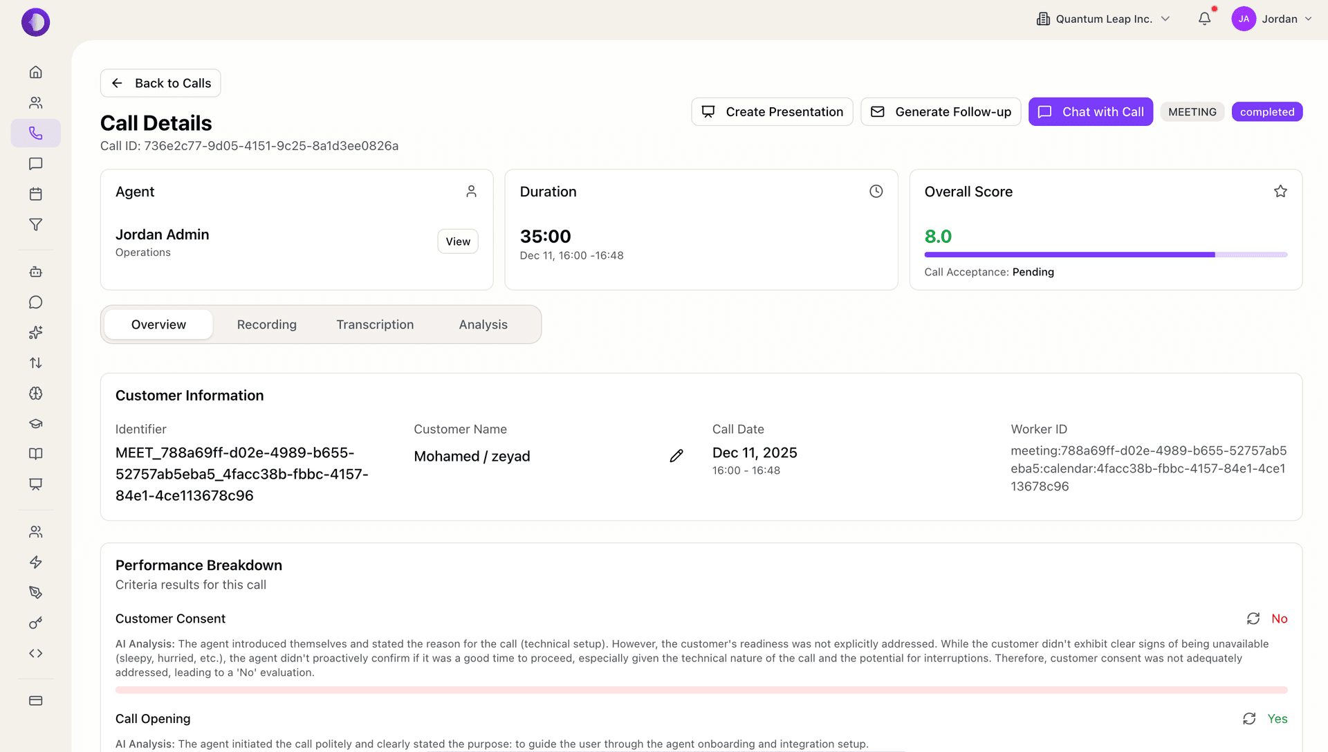 AI-Powered Call Analysis